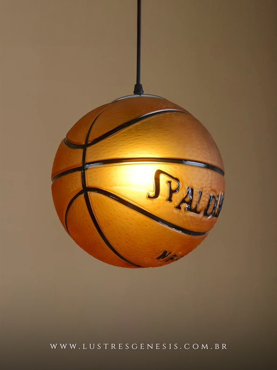 Luminaria Pendente Basquete Bola Laranja Redonda Estilo Esportivo para Quarto Infantil Sala de Jogos Area Gamer Bar Tematico e Area Gourmet